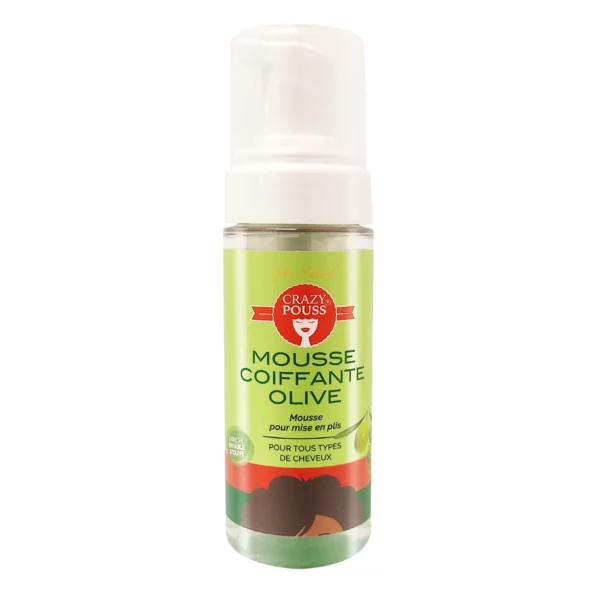 CRAZY POUSS - Mousse coiffante 150ml - Verte a l’huile d’Olive