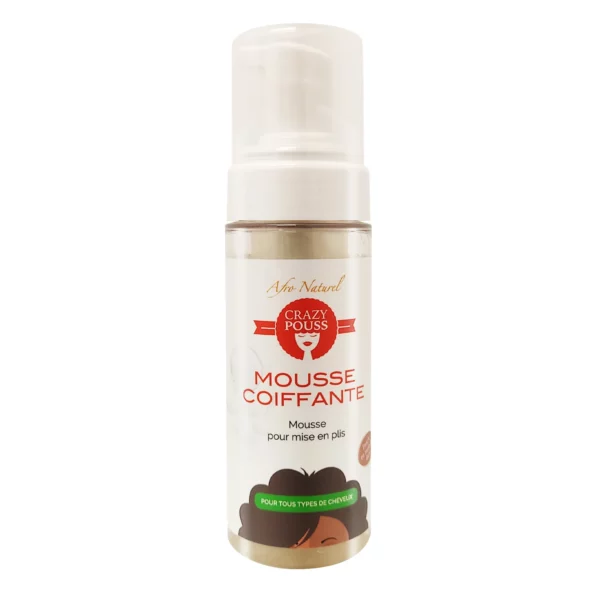 CRAZY POUSS - Mousse coiffante 150ml - Verte - Produit capillaire pour éliminer facilement vos frisottis et sublimer vos boucles